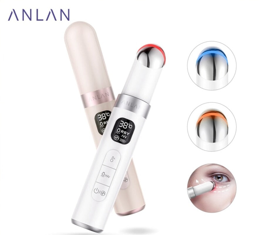 ANLAN EMS elektrische Vibrations - Augenmassagegerät 3-Farben LEDs Anti Falten Augenmassagegerät Raffiniertedinge 