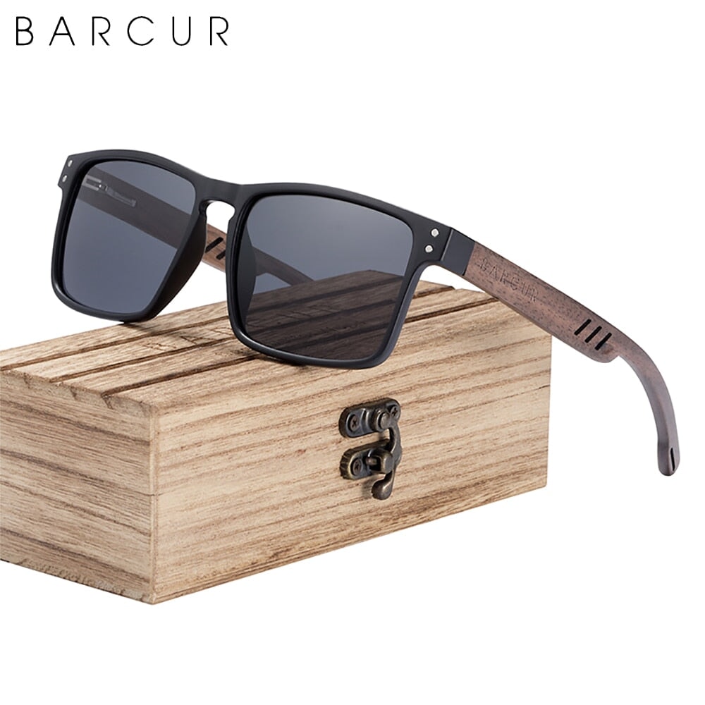 Designer Sonnenbrille Polarisierte Brillen UV400 Walnuss Holz Look Sonnenbrillen Raffiniertedinge 